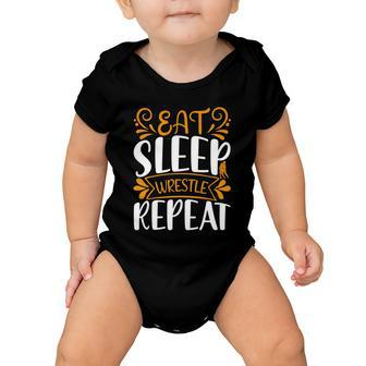 Eat Sleep Wrestle Repeat V2 Baby Onesie - Monsterry DE