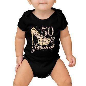 Fabulous & 50 Sparkly Heel 50Th Birthday Tshirt Baby Onesie - Monsterry