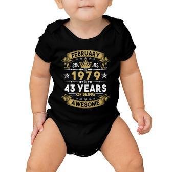 February 1979 43 Years Of Being Awesome Funny 43Rd Birthday Baby Onesie - Monsterry