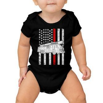 Fire Truck American Firefighter Thin Red Line Flag Tshirt Baby Onesie - Monsterry DE