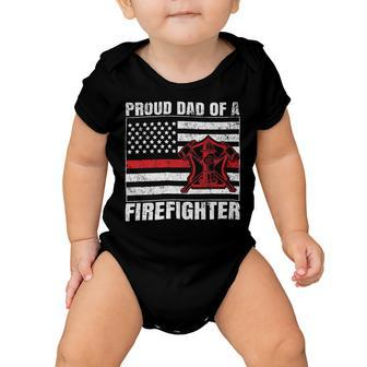 Firefighter Vintage Usa Flag Proud Dad Of A Firefighter Fathers Day Baby Onesie - Seseable