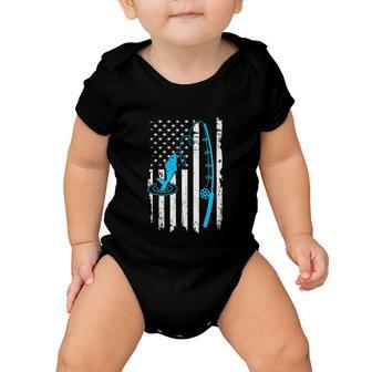 Fishing American Flag Fishing Funny Vintage Baby Onesie - Monsterry DE