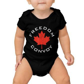 Freedom Convoy 2022 Canadian Trucker Tees Maple Leaf Tshirt Baby Onesie - Monsterry