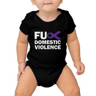 Fuck Domestic Violence Purple Ribbon Domestic Violence Baby Onesie - Monsterry