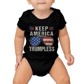 Funny American Flag Sunglasses Keep America Trumpless Gift Baby Onesie - Monsterry