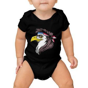 Funny Bald Eagle Mullet With American Flag 4Th Of July Gift Baby Onesie - Monsterry UK