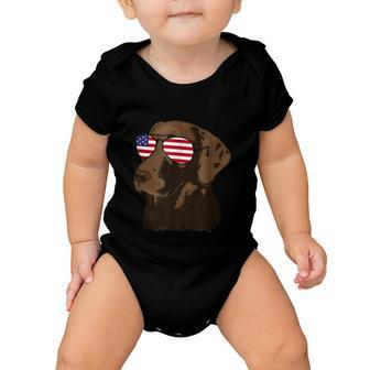 Funny Chocolate Lab American Flag Dog 4Th Of July Baby Onesie - Monsterry