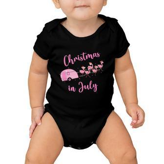 Funny Flamingo Pink Christmas In July Baby Onesie - Monsterry