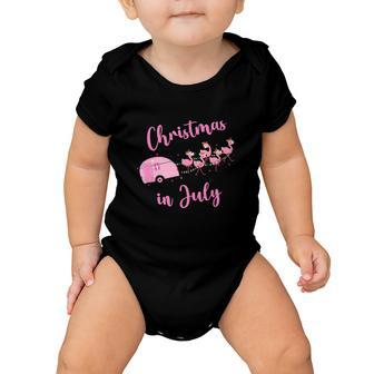 Funny Flamingo Pink Retro Christmas In July Baby Onesie - Monsterry