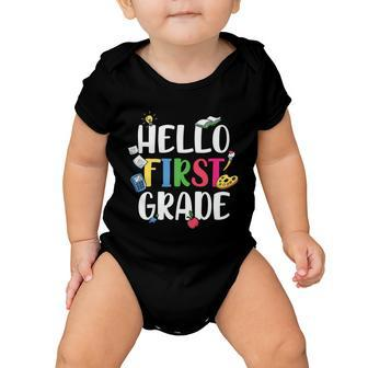 Funny Hello 1St Grade Back To School First Day Of School Baby Onesie - Monsterry