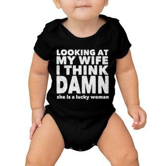 Funny Husband Lucky Wife Tshirt Baby Onesie - Monsterry AU