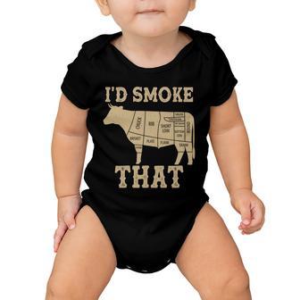 Funny Id Smoke That Cattle Meat Cuts Baby Onesie - Monsterry