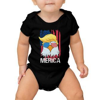 Funny Merica Trump Bald Eagle 4Th Of July Us Flag Men Women Baby Onesie - Monsterry UK