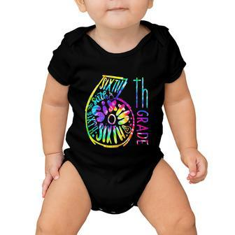 Funny Tie Dye Six 6Th Grade Typography Back To School Baby Onesie - Monsterry