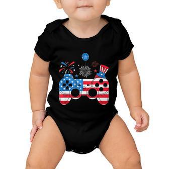 Gamer Video Gaming 4Th Of July Funny Men Boys American Flag Baby Onesie - Monsterry DE