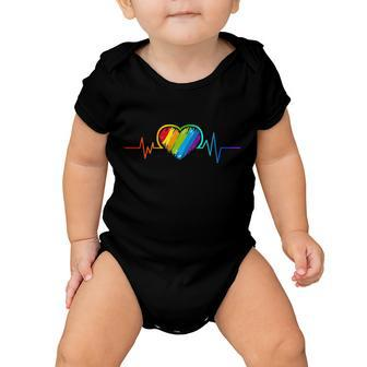 Gay Pride Rainbow Heartbeat Pulse Baby Onesie - Monsterry UK