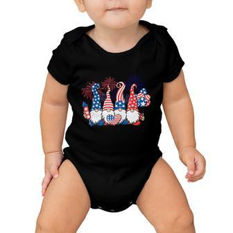Gnomes Patriotic American Flag Cute Gnomes 4Th Of July Gift V2 Baby Onesie - Monsterry