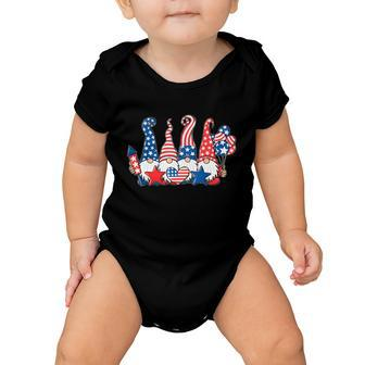 Gnomes Patriotic American Flag Cute Gnomes 4Th Of July Gift V4 Baby Onesie - Monsterry AU