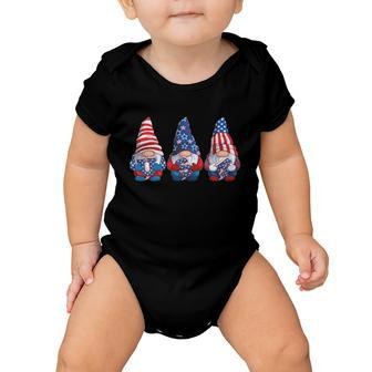 Gnomes Patriotic American Flag Cute Gnomes 4Th Of July Gift V5 Baby Onesie - Monsterry