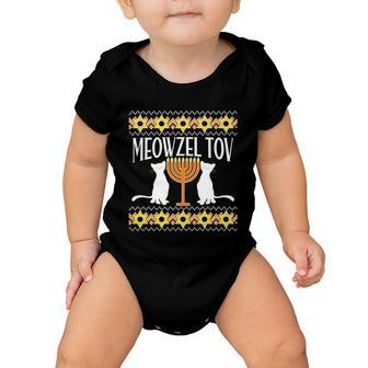Hanukkah Meowzel Tov Ugly Sweater Baby Onesie - Monsterry AU