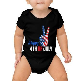Happy 4Th Of July Peace America Independence Day Patriot Usa Gift Baby Onesie - Monsterry