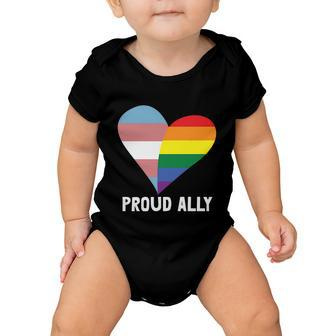 Heart Proud Ally Lgbt Gay Pride Lesbian Bisexual Ally Quote Baby Onesie - Monsterry AU