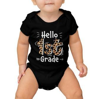 Hello 1St Grade Leopard Back To School First Day Of School Baby Onesie - Monsterry