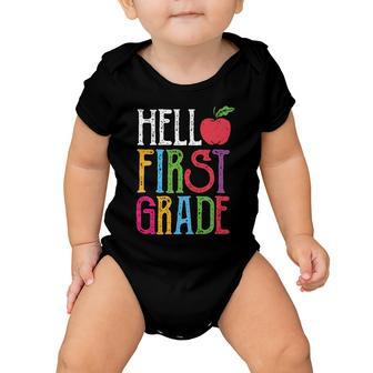 Hello 1St Grade Red Apple Back To School First Day Of School Baby Onesie - Monsterry
