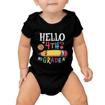 Hello 4Th Grade Pencil First Day Of School Back To School Baby Onesie - Monsterry