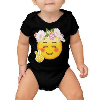 Hippy Smiley Face Peace Sign Tshirt Baby Onesie - Monsterry