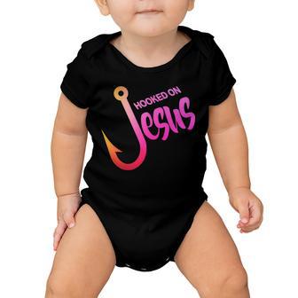 Hooked On Jesus Fish Hook Baby Onesie - Monsterry AU