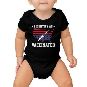 I Identify As Vaccinated American Flag Tshirt Baby Onesie - Monsterry