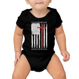 I Stand For The Flag And Kneel For The Cross Flag Baby Onesie - Monsterry DE