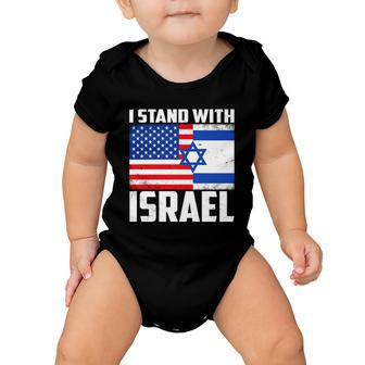 I Stand With Israel Us Flags United Distressed Baby Onesie - Monsterry UK