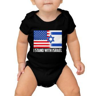 I Stand With Israel Usa Flags United Together Baby Onesie - Monsterry UK