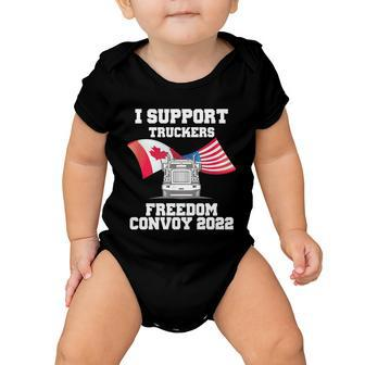 I Support Truckers Freedom Convoy 2022 Usa Canada Flags Baby Onesie - Monsterry AU
