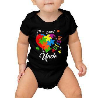 Im A Proud Autism Uncle Autism Awareness Matching Family Tshirt Baby Onesie - Monsterry
