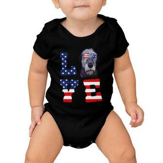 Irish Wolfhound Love Dog American Flag 4Th Of July Usa Funny Gift Baby Onesie - Monsterry