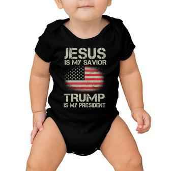 Jesus Is My Savior Trump Is My President Tshirt Baby Onesie - Monsterry