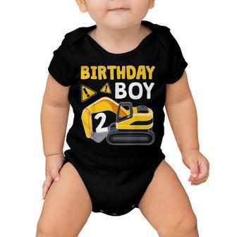 Kids 2 Years Old Boy 2Nd Birthday Gift Boy Toddler Excavator Baby Onesie - Seseable