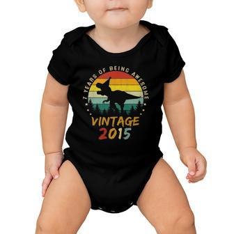 Kids 7 Years Old Dinosaur Awesome Since 2015 7Th Birthday Gift Boy Baby Onesie