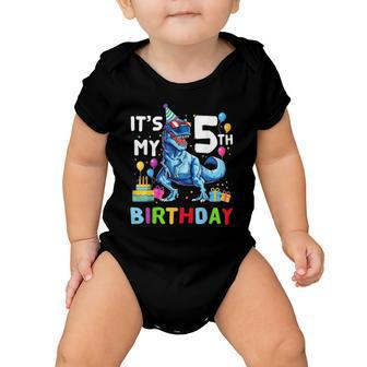 Kids It&8217S My 5Th Birthday Happy 5 Years Dinosaurrex Baby Onesie
