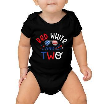 Kids Red White And Two 2Nd Birthday 4Th Of July Firework Boy Baby Onesie - Monsterry