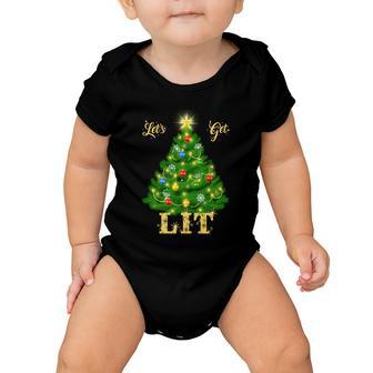 Lets Get Lit Christmas Tree Gift Baby Onesie - Monsterry AU