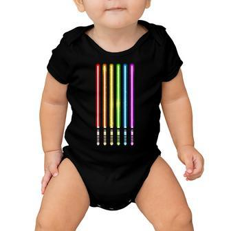 Lgbt Flag Light Swords Saber Gay Pride Baby Onesie - Monsterry