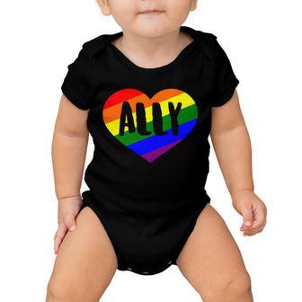 Lgbt Pride Love Ally Heart Baby Onesie - Monsterry