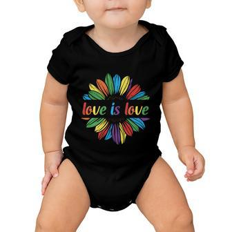 Lgbt Rainbow Sunflower Love Is Love Pride Month Baby Onesie - Monsterry CA