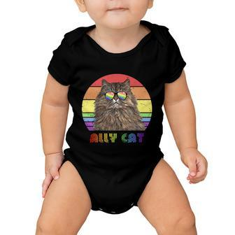 Lgbtq Ally Cat Rainbow Gay Pride Flag Lgbt Cool Gift Baby Onesie - Monsterry