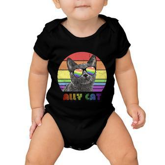 Lgbtq Ally Cat Rainbow Gay Pride Flag Lgbt Funny Gift V2 Baby Onesie - Monsterry AU