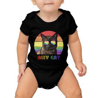 Lgbtq Ally Cat Rainbow Gay Pride Flag Lgbt Gift Baby Onesie - Monsterry DE